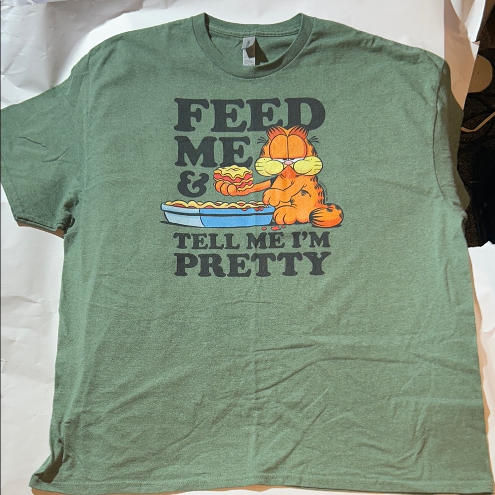 Garfield ‘Feed Me & Tell Me I’m Pretty’ Green Graphic T-Shirt
